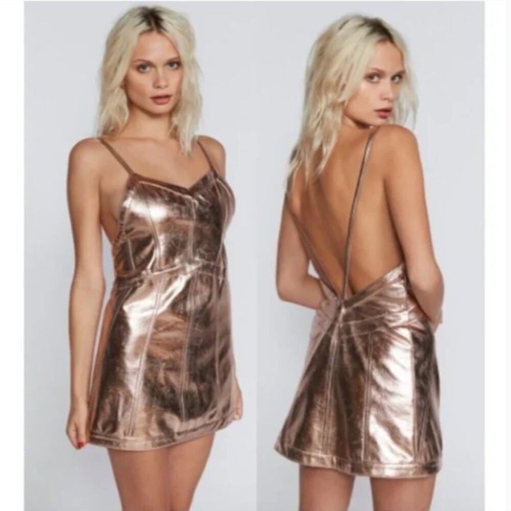 For Love & Lemons Luna Metallic Mini Dress